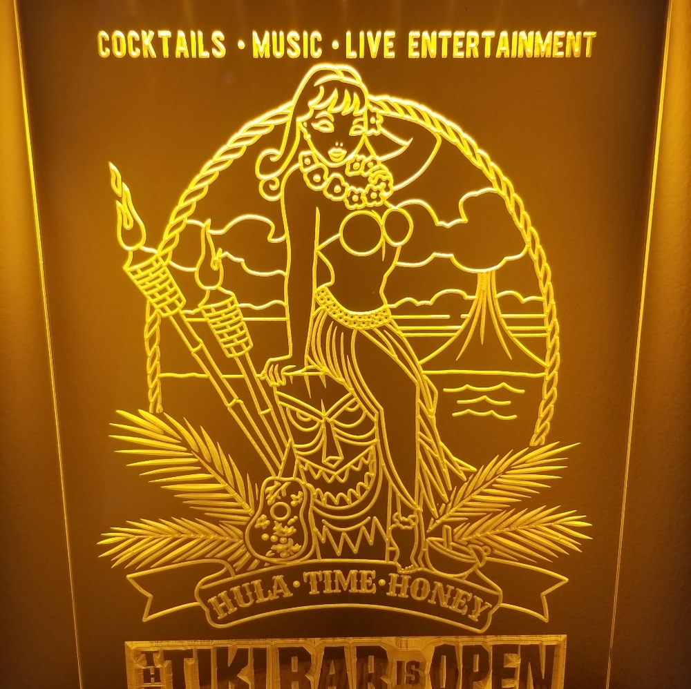 Tiki LED light sign 9x12 new mancave pool retire